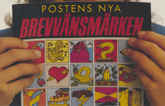 Postens brevvänsmärken från en annons i Kalle Anka 1995
