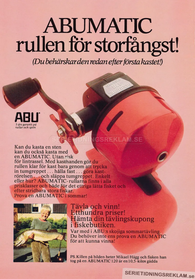 Reklam för en fiskerulle från Abumatic