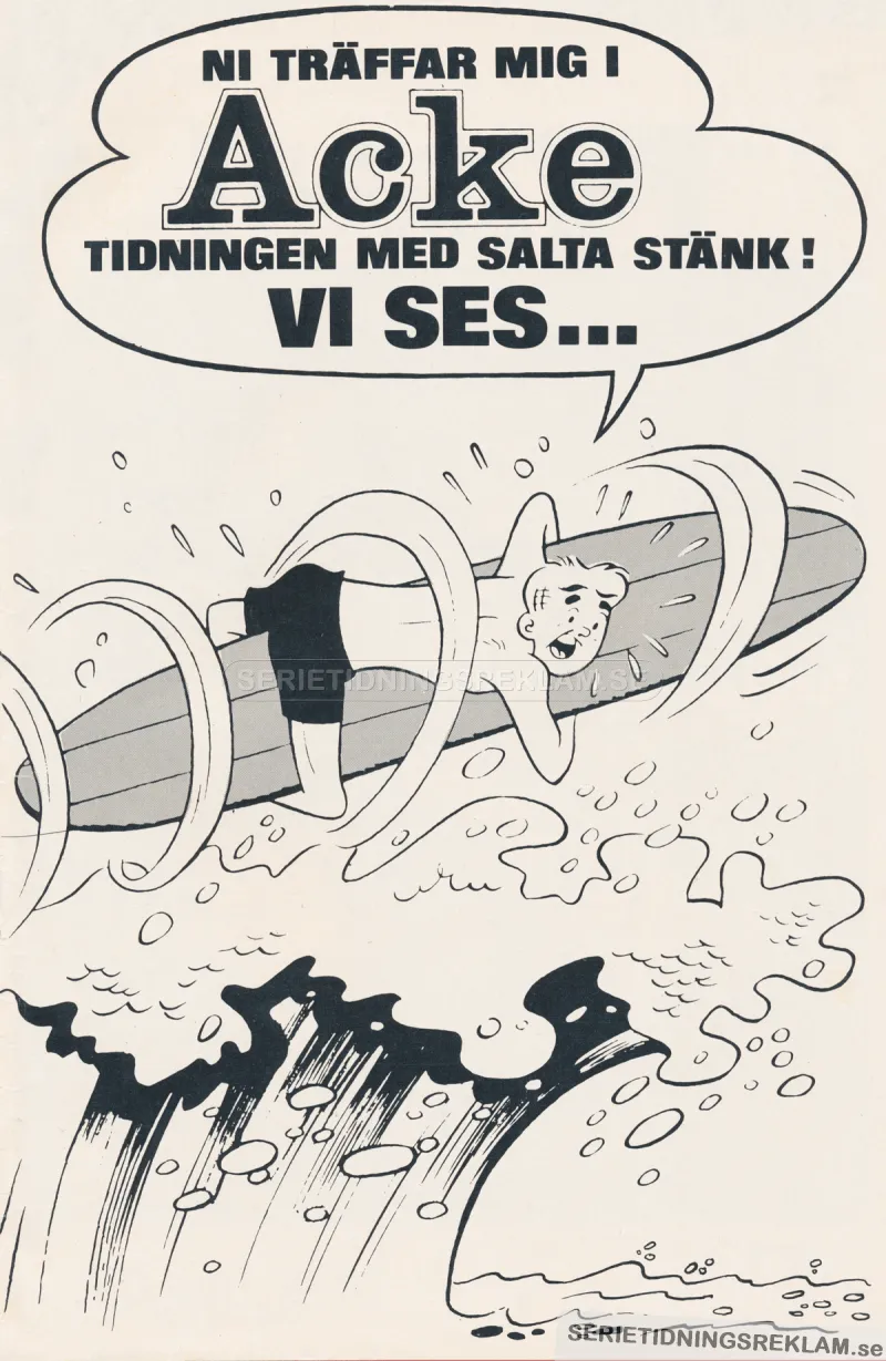 Internreklam för serietidningen Acke