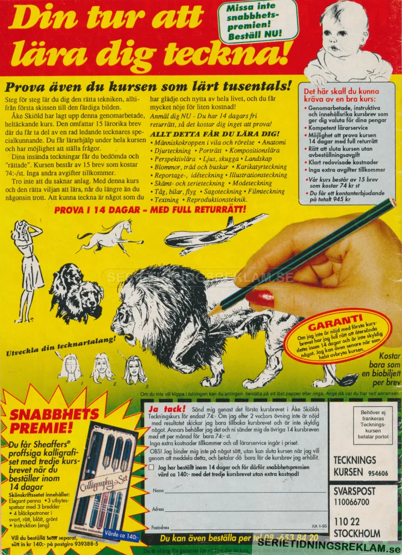 Reklam för Åke Skiölds teckningskurs