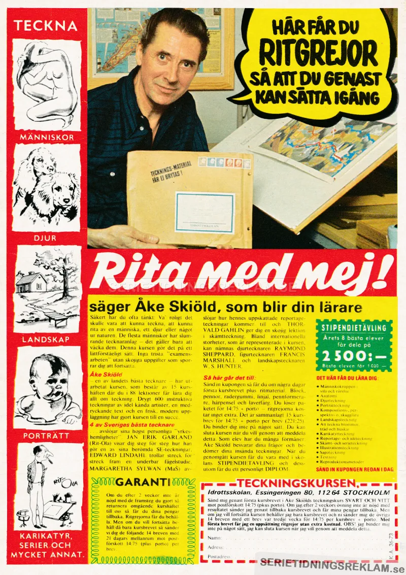 Reklam för Åke Skiölds teckningskurs