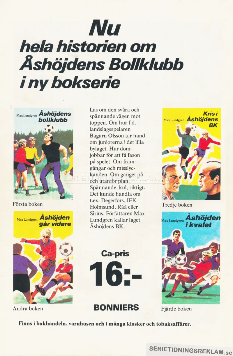 Reklam för bokserien Åshöjdens BK av Max Lundgren