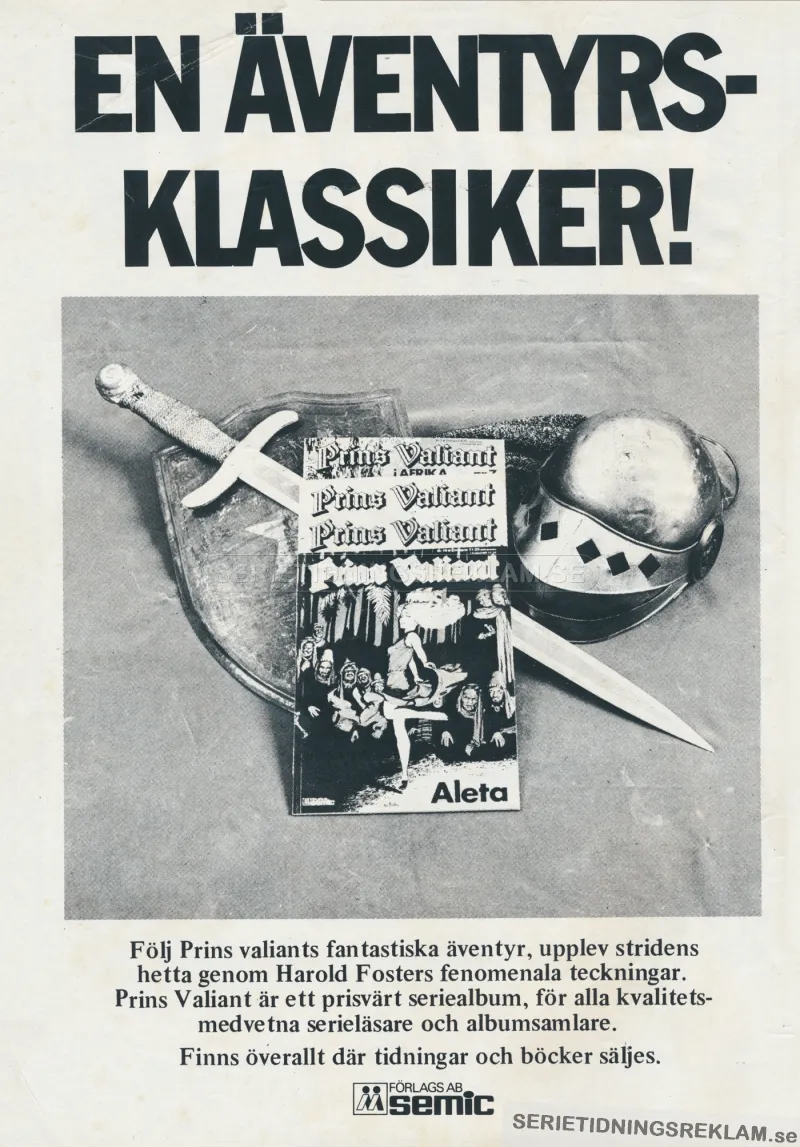 Reklam för seriealbumet Prins Valiant