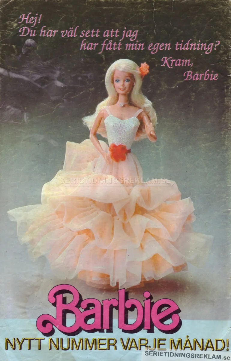 Reklam för att dockan Barbie har fått en egen serietidning som bara handlar om Barbie