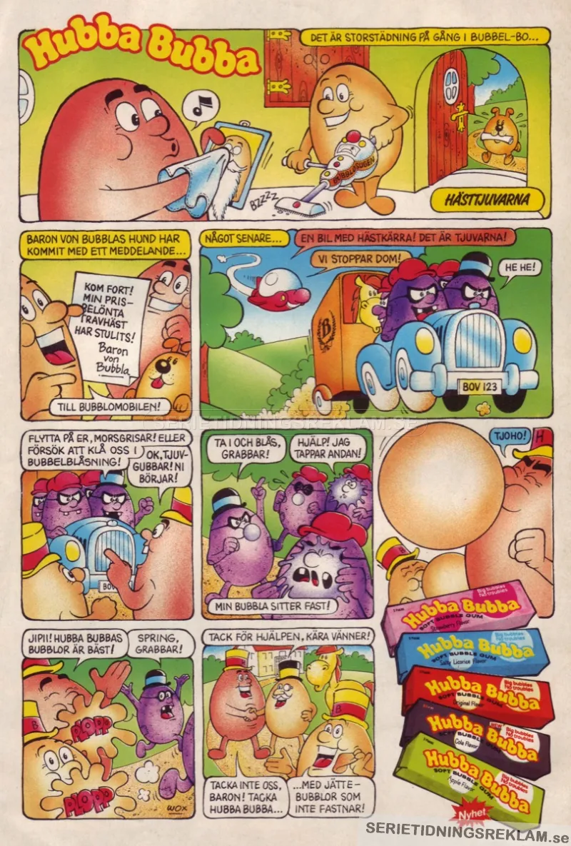 Reklam i serieform för Hubba Bubba och deras tuggummi