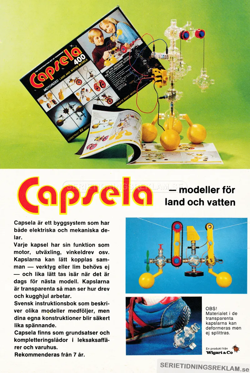 Reklam för Capsela byggsystem från Wigart & Co