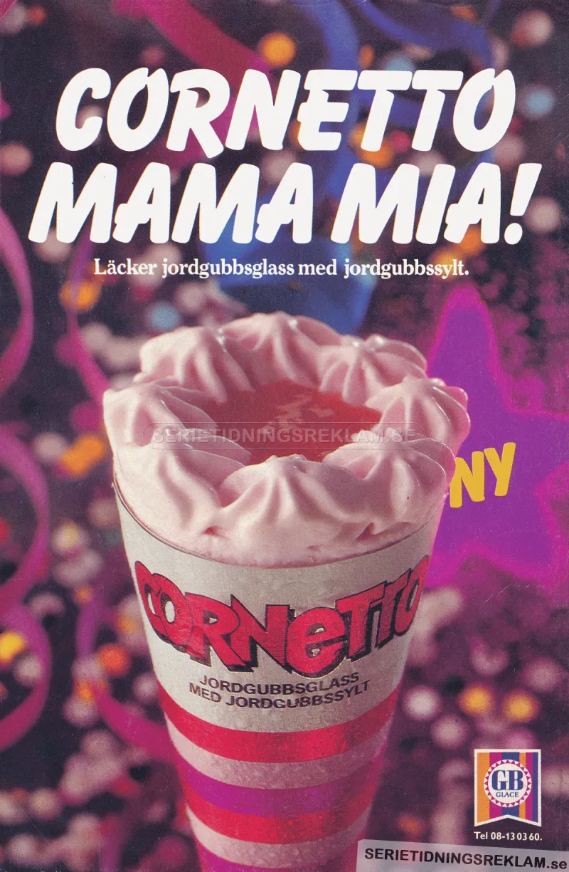 Reklam för glassen Cornetto från GB Glass