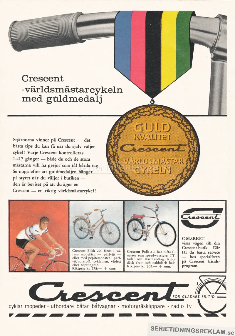 Reklam för en tävling där du kan vinna cyklas från Crescent