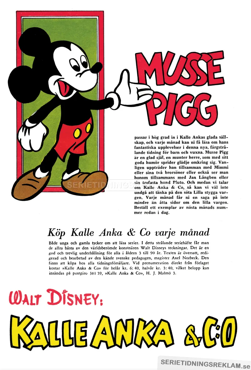 Reklam för prenumeration på Kalle Anka & C:o