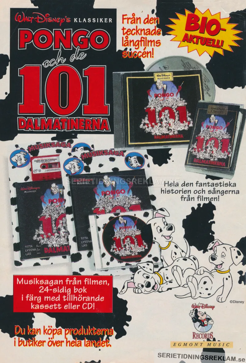 Reklam för sagan Pongo och de 101 dalmatinerna på musiksaga