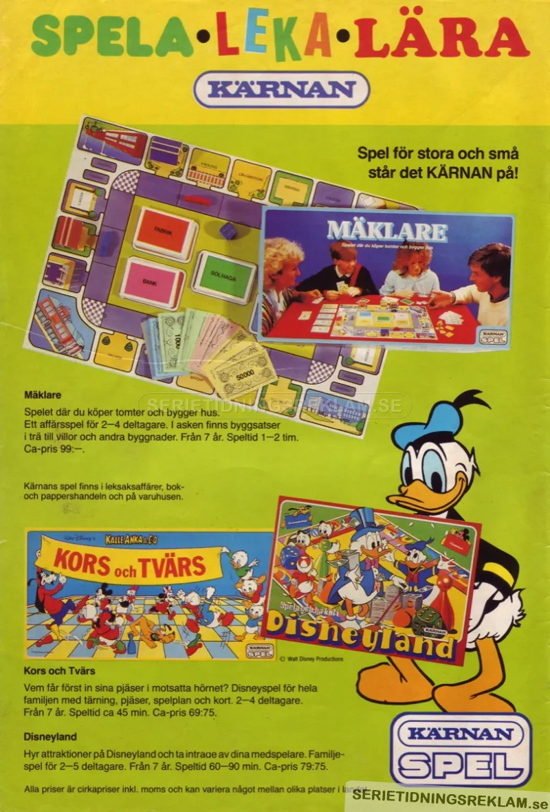 Reklam för två spel från Kärnan, båda med Disneymotiv