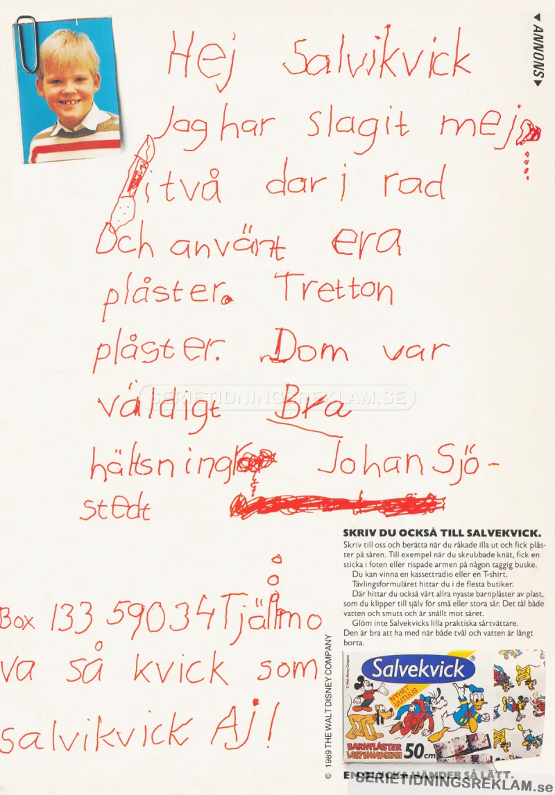 Reklam för plåster från Salvekvick