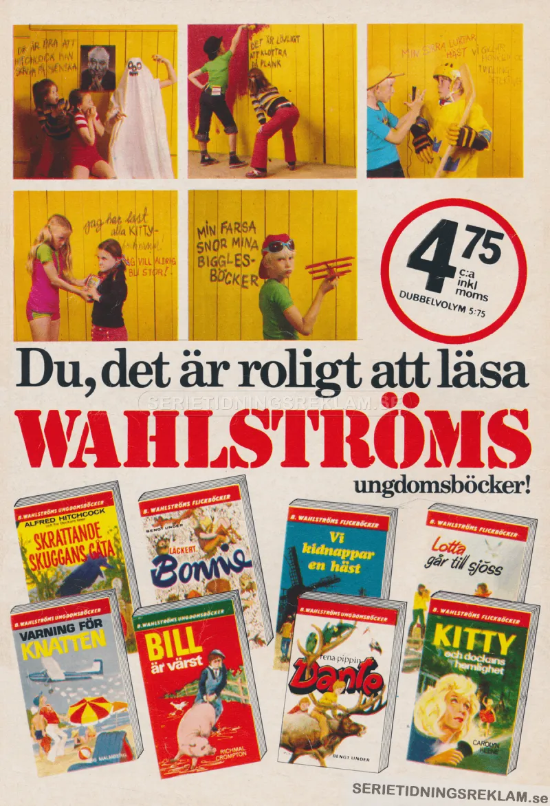 Reklam för ungdomsböcker från Wahlströms