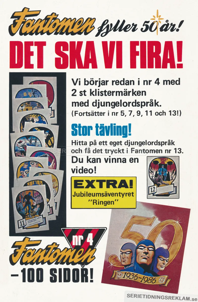 Annons om att Fantomen fyller 50 år och att det ska firas med bland annat tävlingar