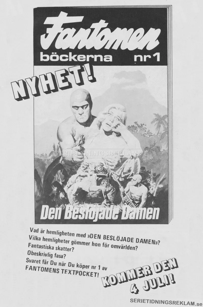 Reklam för Fantomenböckerna, ett textäventyr med vår maskerade vän