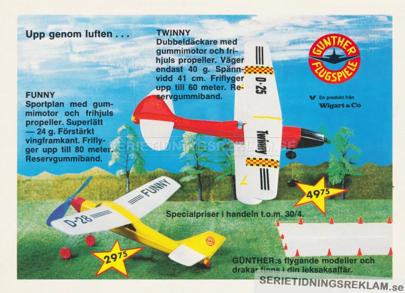 Annons för modellflygplan från Günthers flugspiele