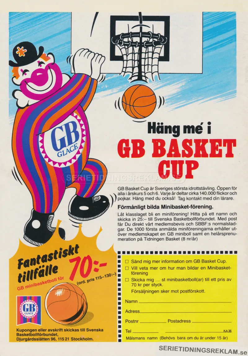 Reklam för baskettävlingen GB Basket Cup