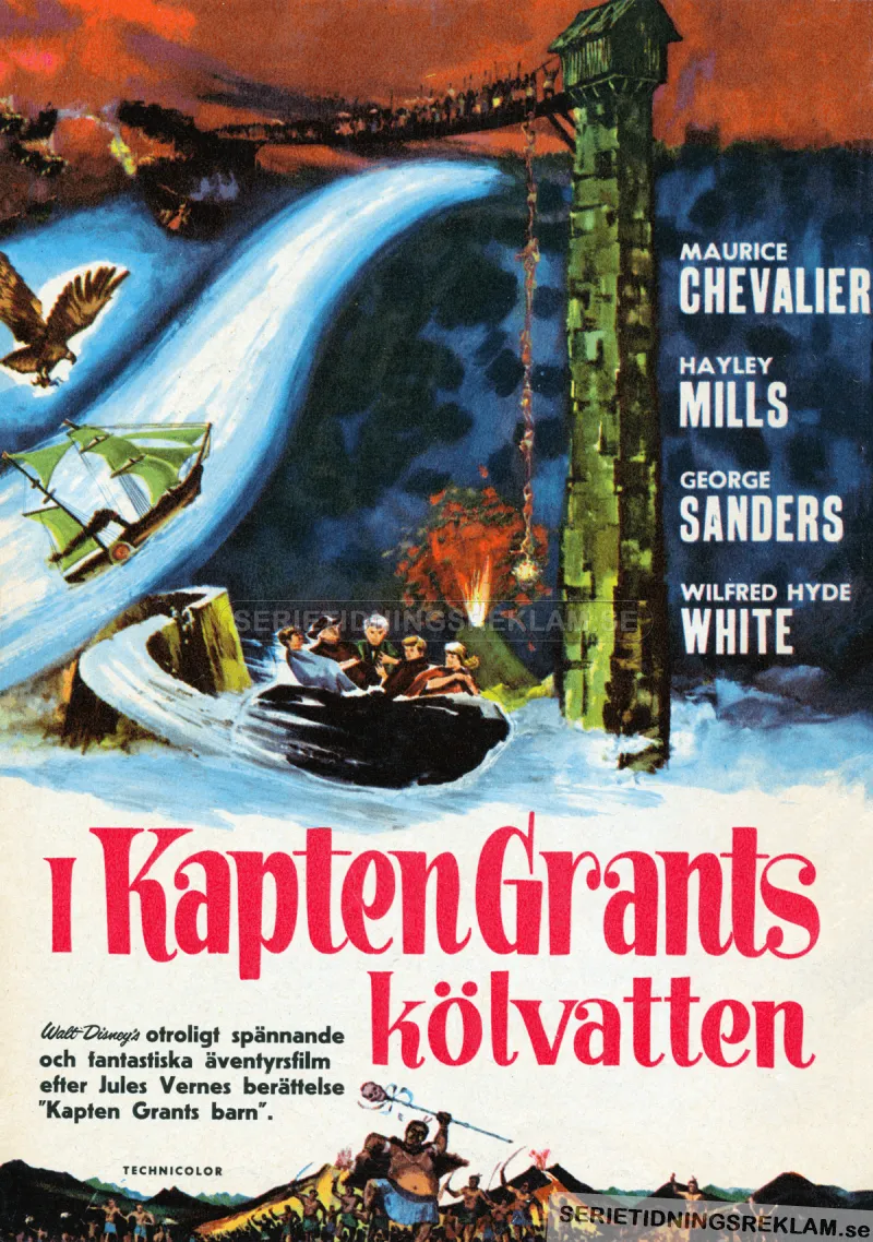 Annons för filmen "I kapten Grants kölvatten" från Disney