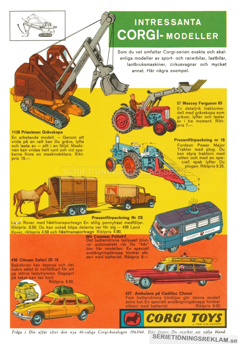 Reklam för leksaker från Corgi toys