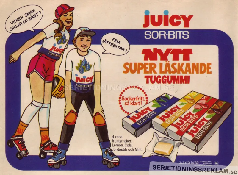 Reklam för det sockerfria tuggummit So-Bits från Benzons