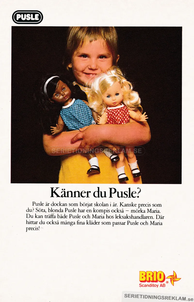 Reklam för dockan Pusle från BRIO