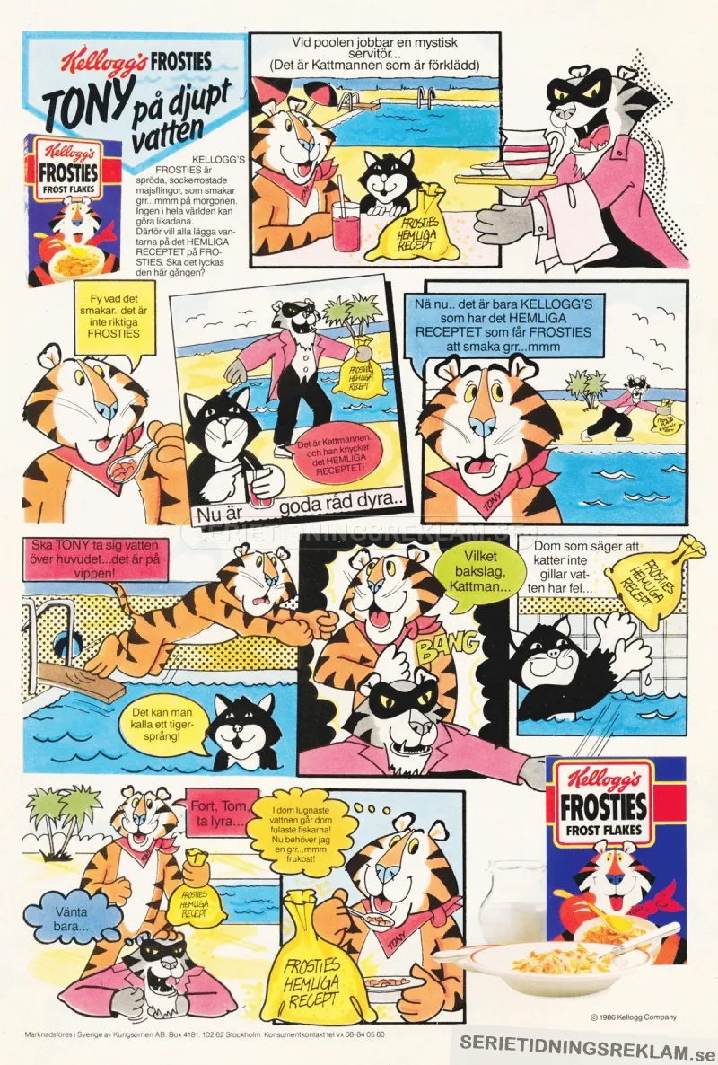 Reklam för frukostflingorna Frosties från Kellogg's i serieform