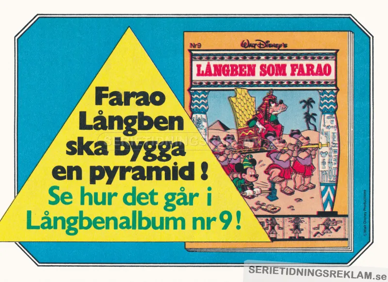 Reklam för nummer 9 i albumserien Långben Historiens mästare