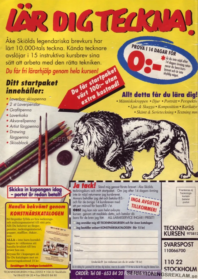 Rekalm för teckningskursen, en postorderbaserad kurs i hur du lär dig teckna