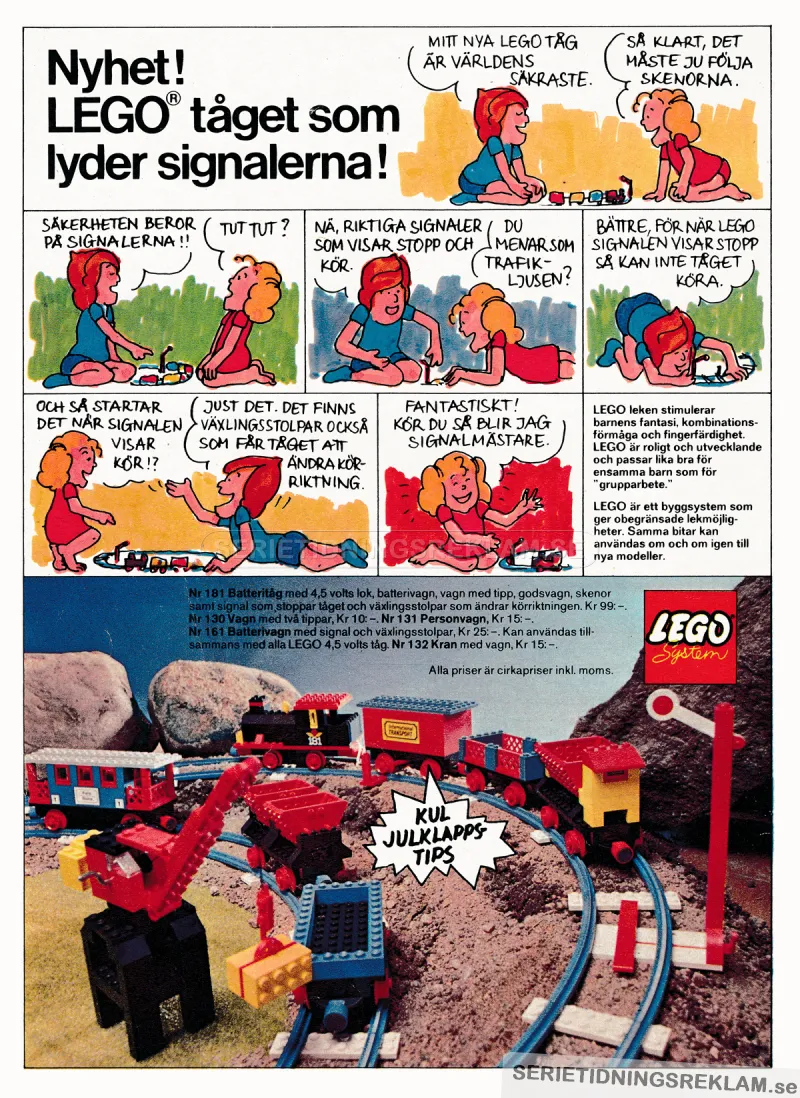 Reklam för nyheter från LEGO där det är deras tågserie som visas upp