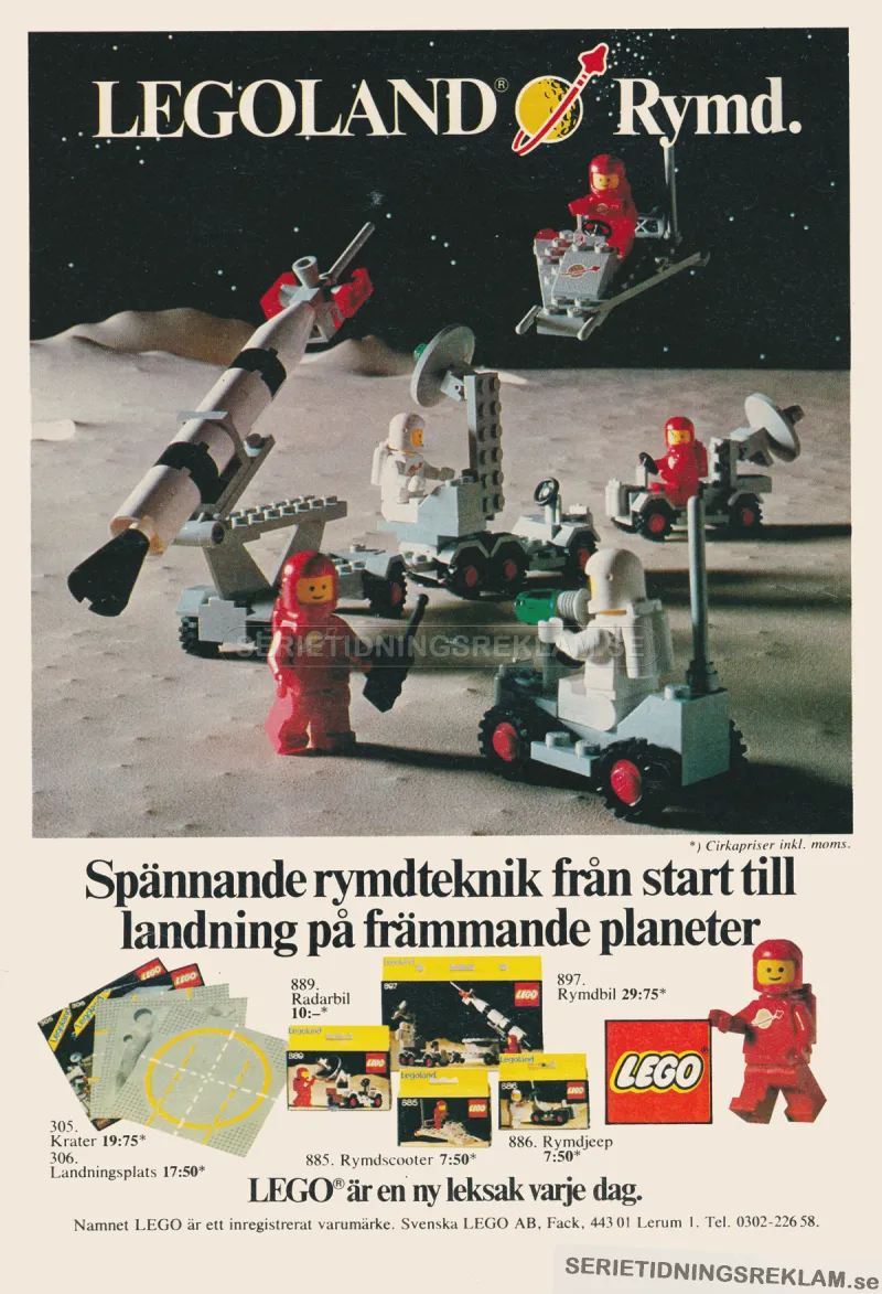Reklam för LEGOLAND Rymd, där ett gäng astronauter visas på månens yta