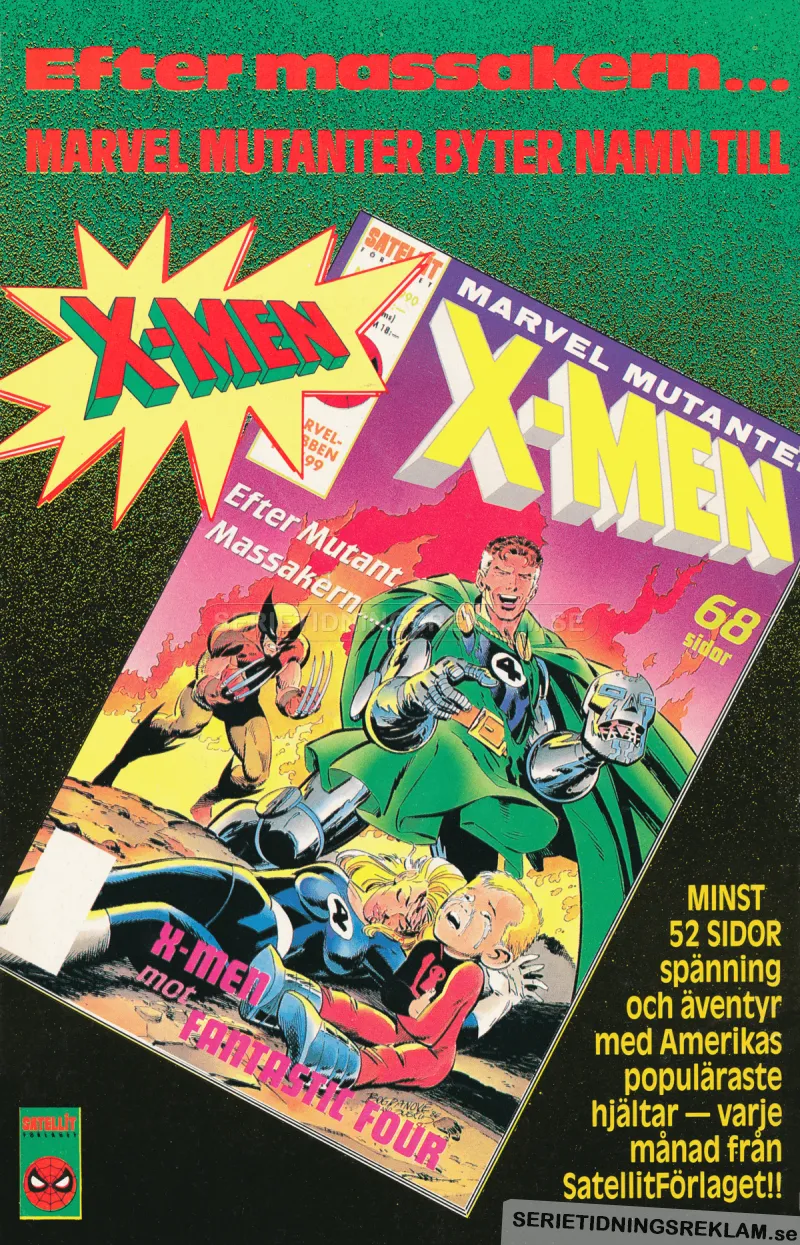 Internreklam för tidningen X-men från Satellitförlaget