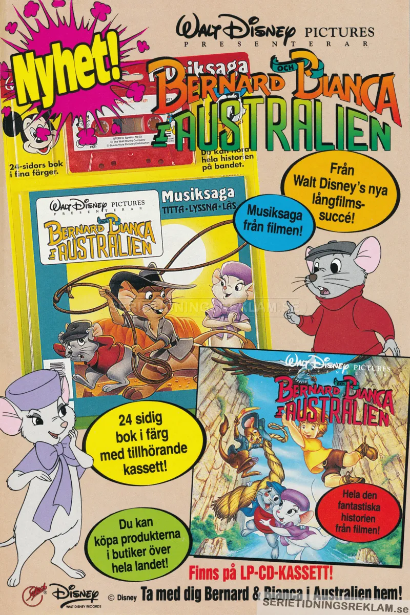 Reklam för musiksagan Bernard & Bianca i Australien