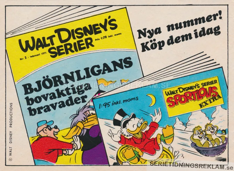 Internreklam för Walt Disneys Serier och albumet sportlovsextra