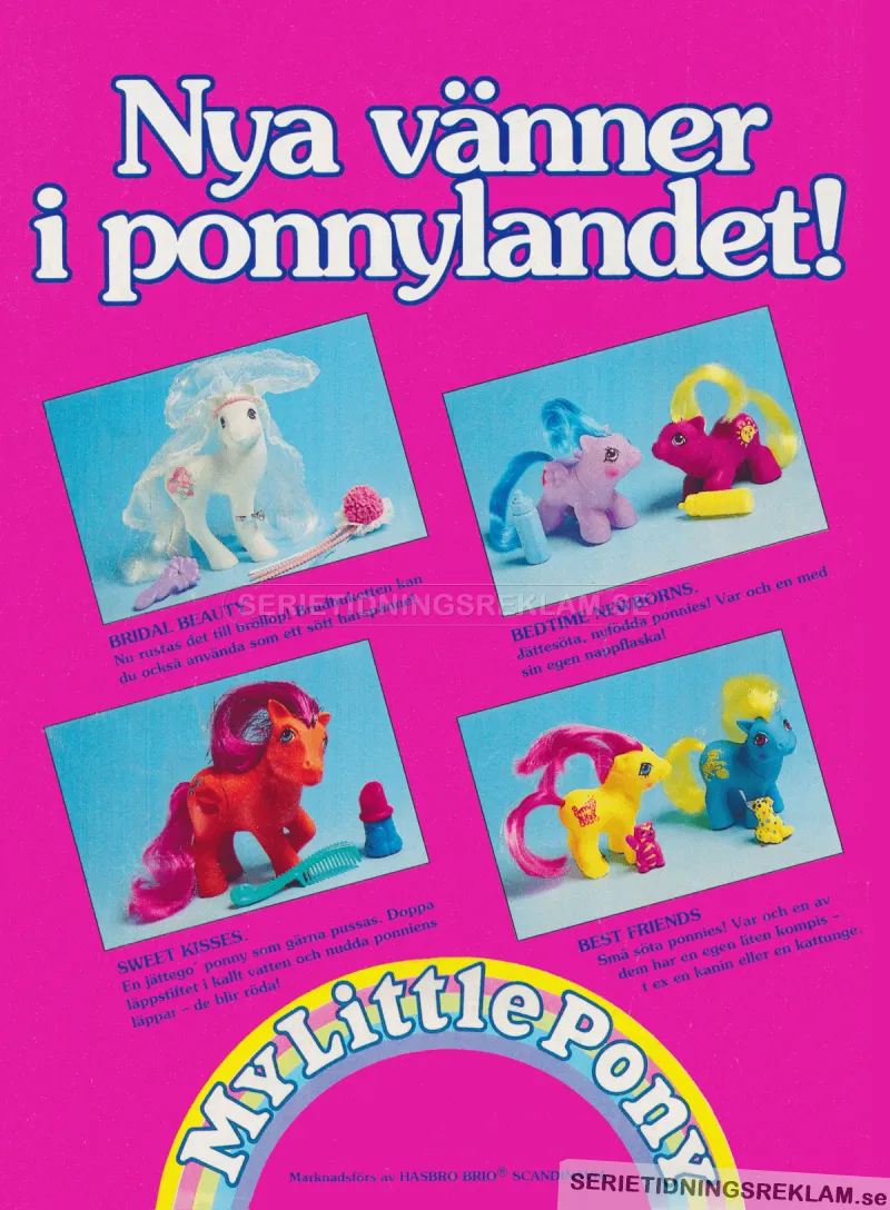 Reklam för fyra nya ponnys i serien My Little Pony från Hasbro