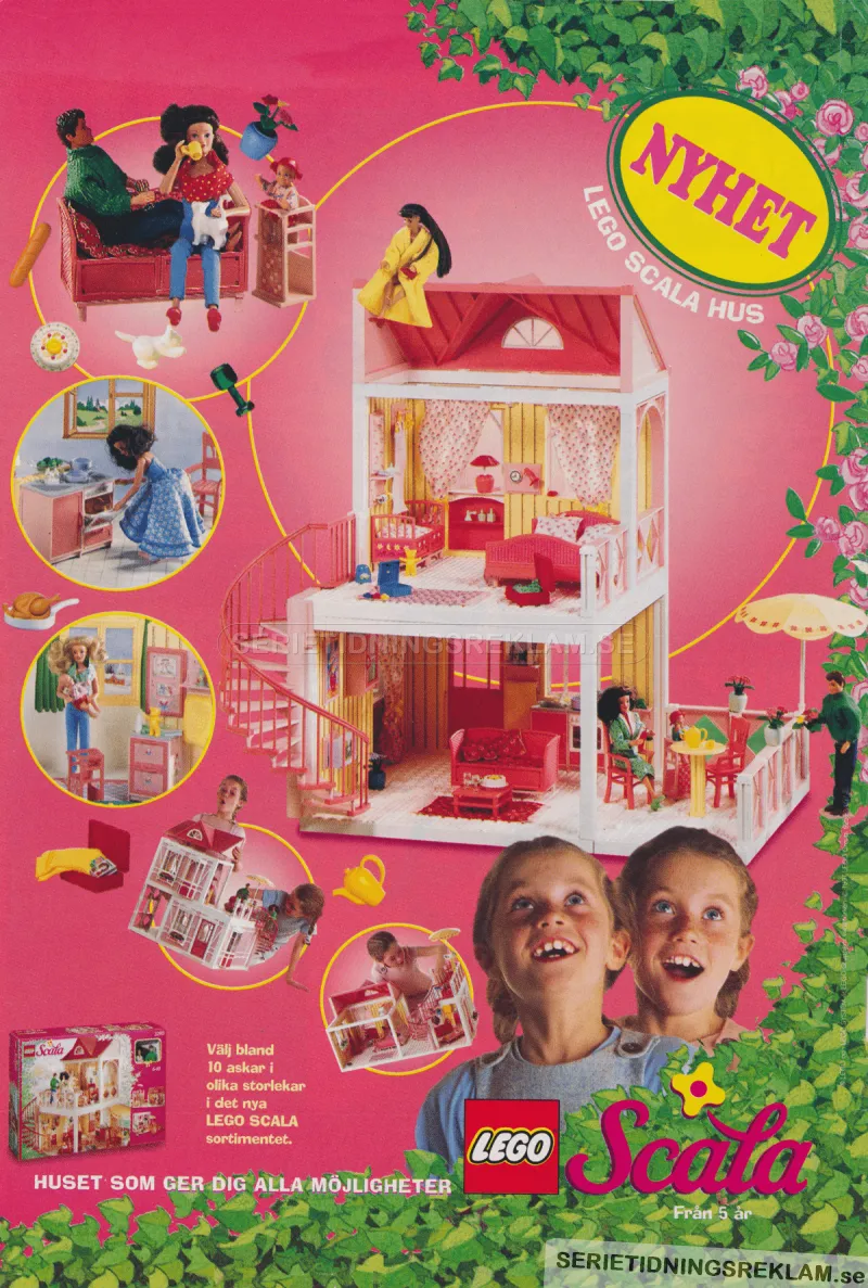 Reklam för dockhusetvarianten LEGO Scala av just LEGO