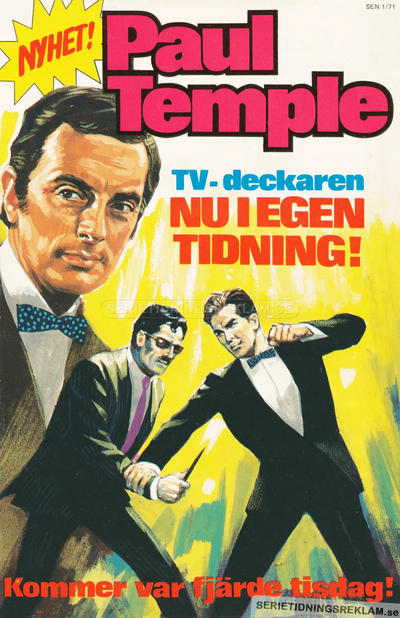 Reklam för tv-deckaren Paul Temple i en egen serietidning
