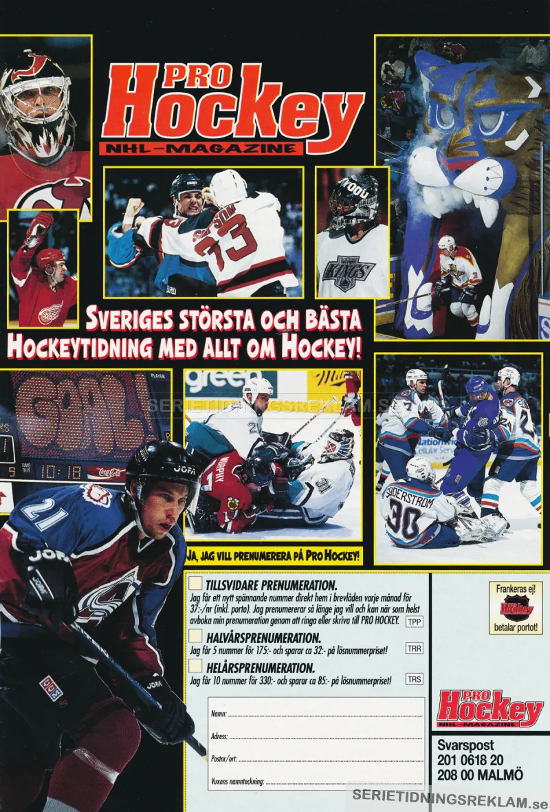 Reklam för sporttidningen Pro Hockey NHL-Magazine
