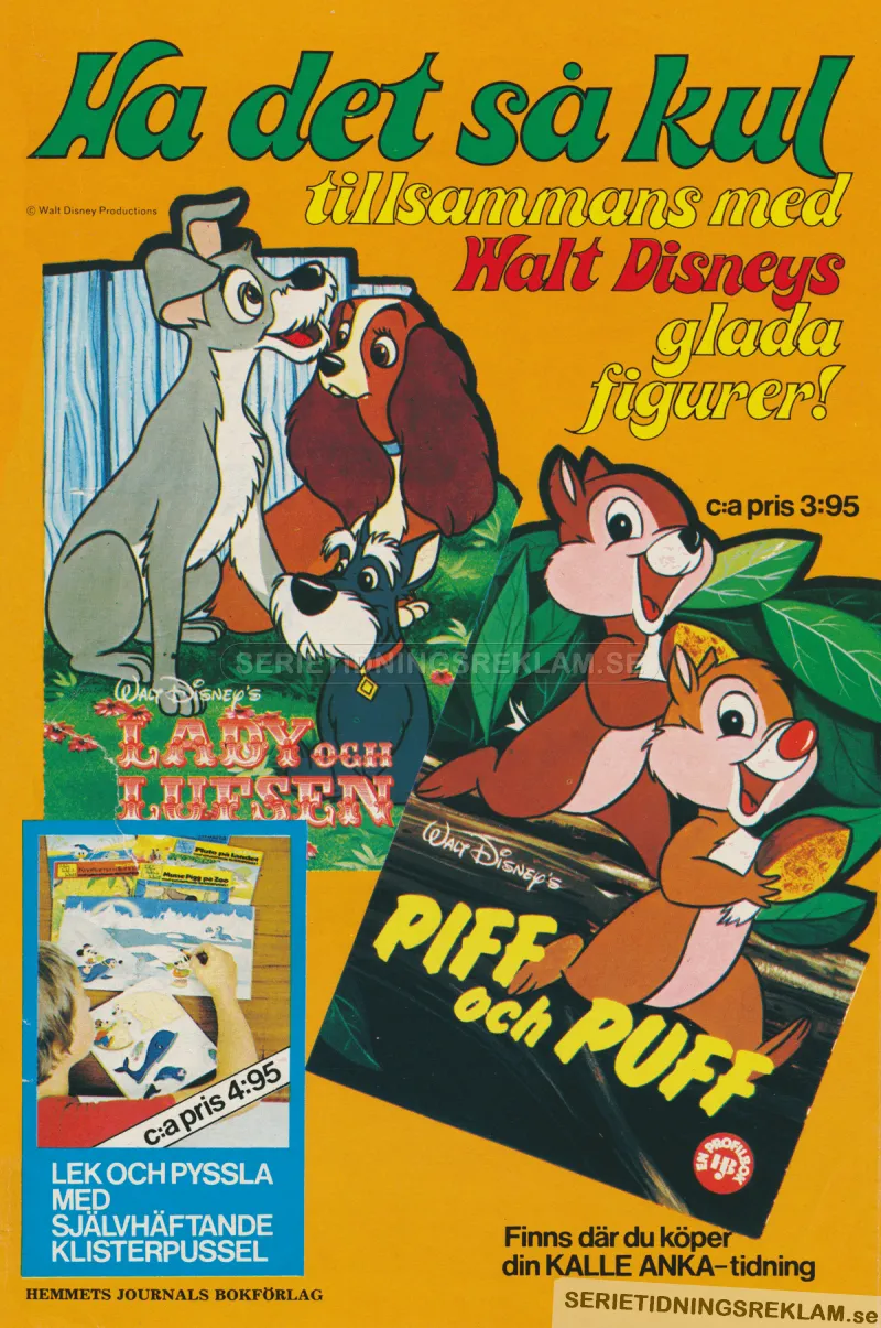 Reklam för Disney-pysselböcker från Hemmets Journal Bokförlag