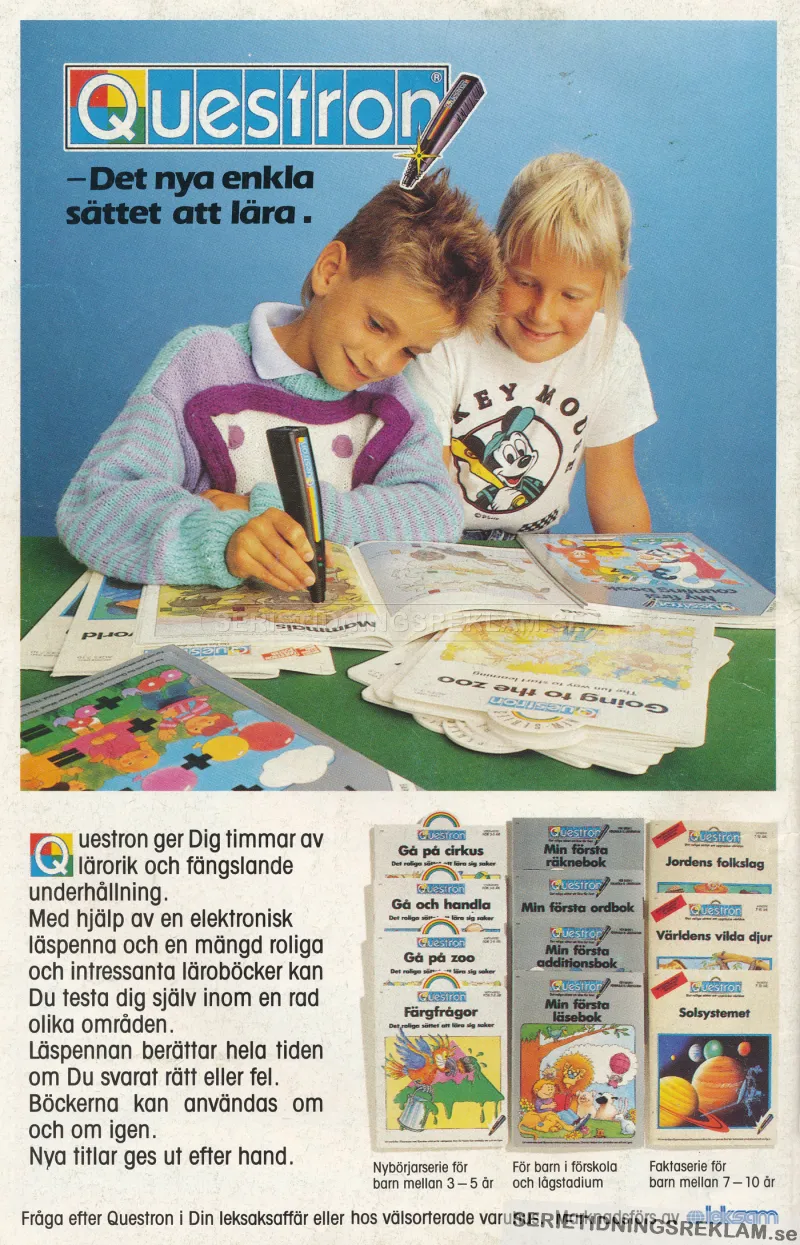 En bild på två barn som leker med med den interaktiva pennan Questron