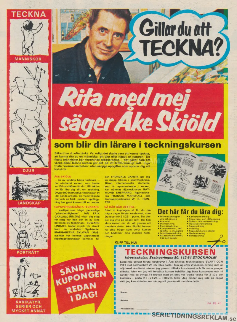 Annons för teckningskurs med Åke Skiöld