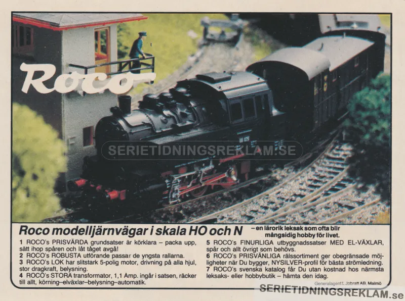 Reklam för modelljärnvägen Roco