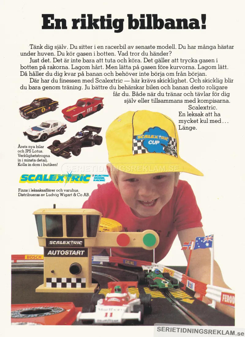Reklam för en bilbana från Scalextric