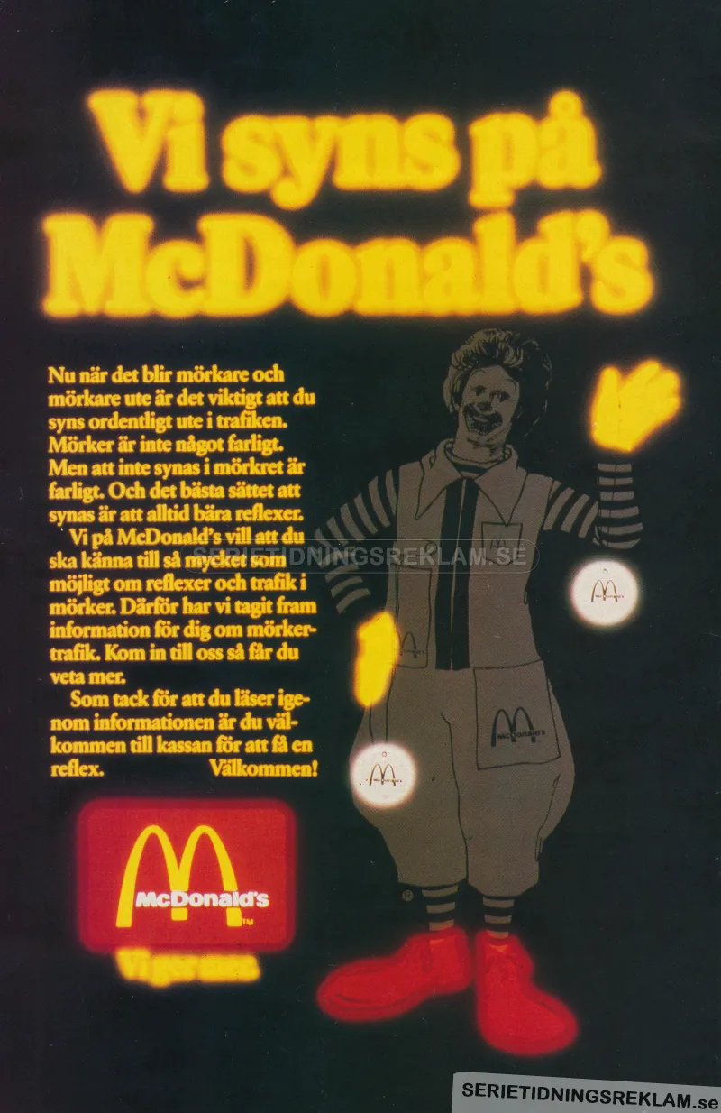 Reklam för McDonalds som delar ut reflexer till alla som besöker dem