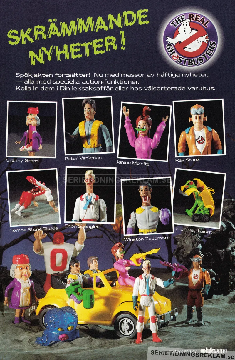 Annons för de nya leksaksfigurerna från The Real Ghostbusters