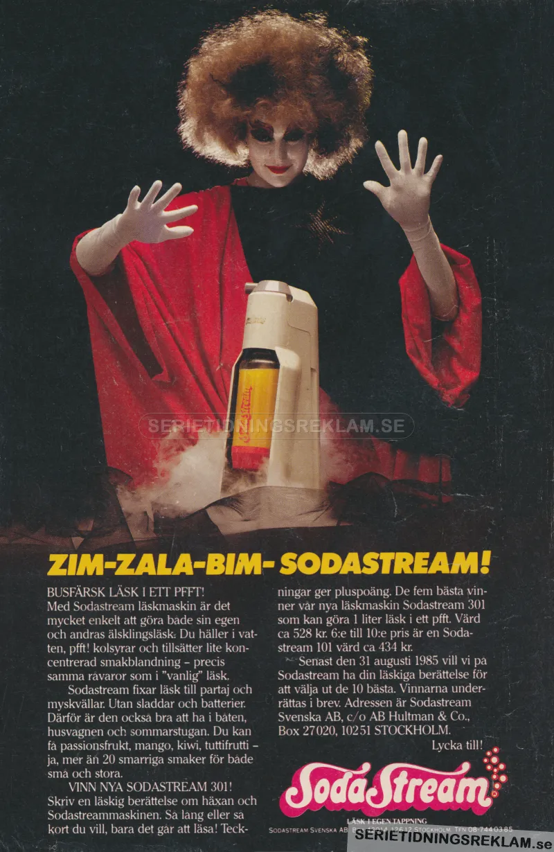 En spöklik bild på en kvinna som på magiskt vis vevar med händerna över en SodaStream-maskin som möjliggör att du ska göra egen läsk