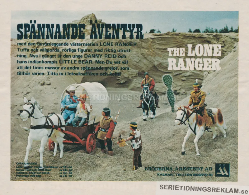 Uppställda leksaker med tema från westernserien The Lone Ranger