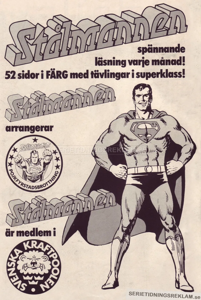Reklam för serietidningen Stålmannen