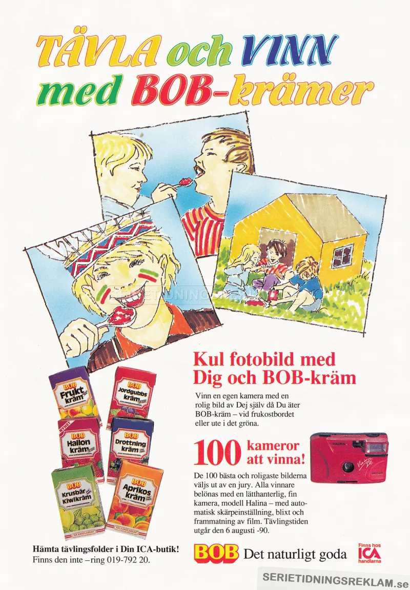 Reklam för en tävling hos ICA med Bob krämer där man kan vinna bland annat en kamera
