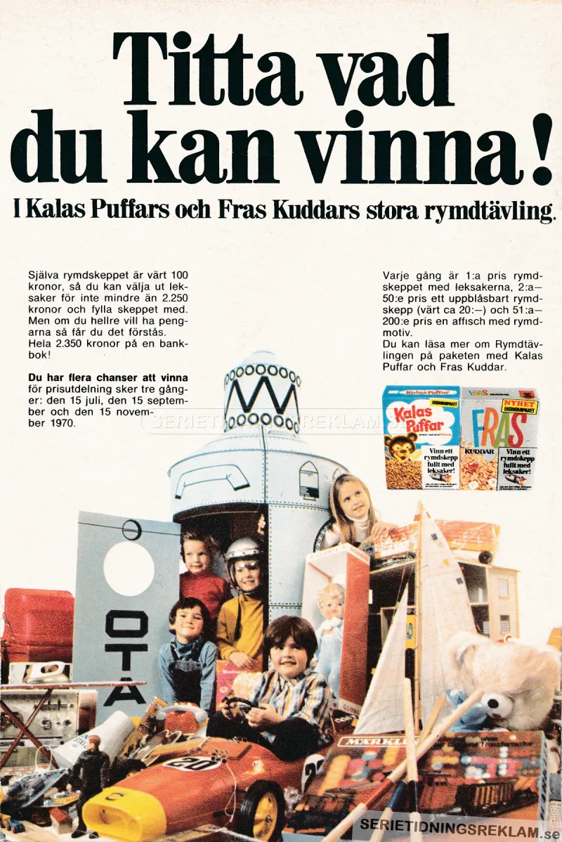 Reklam för en tävling där man kan vinna leksaker för 2250 kronor