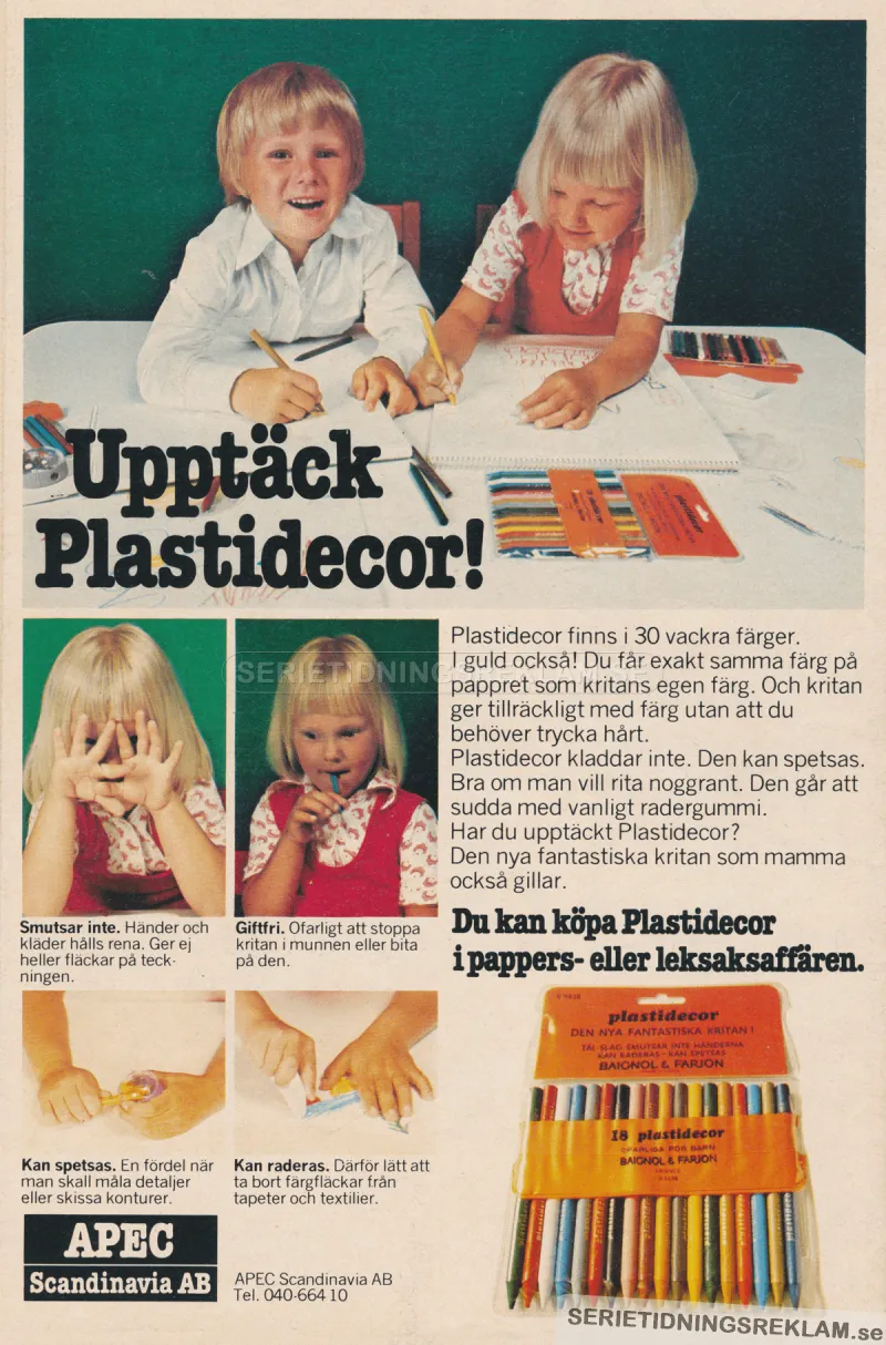 Reklam för Plastidecor färgpennor 